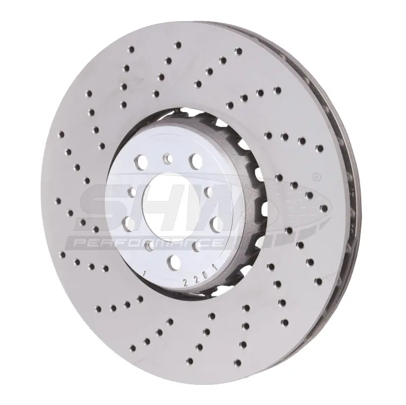 Shw 15-18 Bmw X5 M 4.4L Left Front Cross-Drilled Lightweight Brake Rotor (34112284901) 1