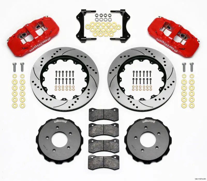 Wilwood Aero6 Front Hat Kit 14.00 Drilled Red 99-06 Bmw E46 1