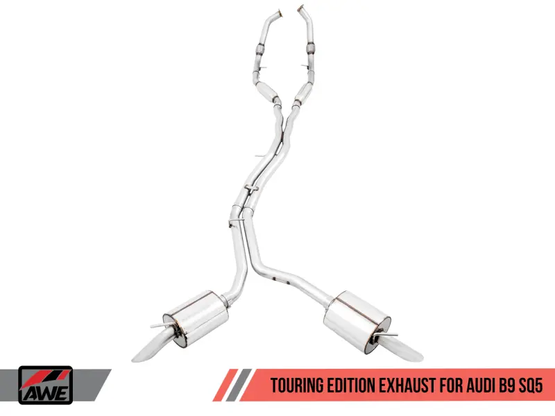Awe Tuning Audi B9 Sq5 Resonated Touring Edition Cat-Back Exhaust - No Tips (Turn Downs) 1