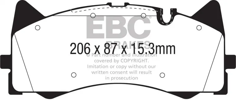 Ebc 2015+ Mercedes-Benz C63 Amg (W205) 4.0L Twin Turbo Yellowstuff Front Brake Pads 1