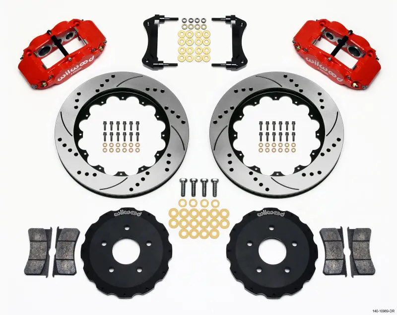 Wilwood Narrow Superlite 6R Front Hat Kit 14.00In Drill Red Backdraft Cobra (Bmw E36 Based) 1
