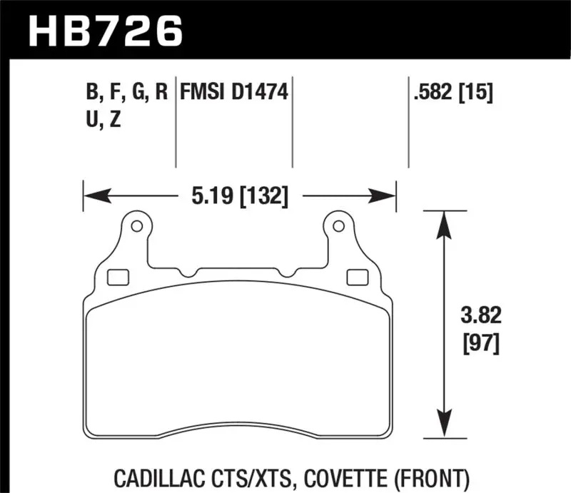 Hawk 2014 Chevrolet Corvette Dtc-60 Front Brake Pads 1