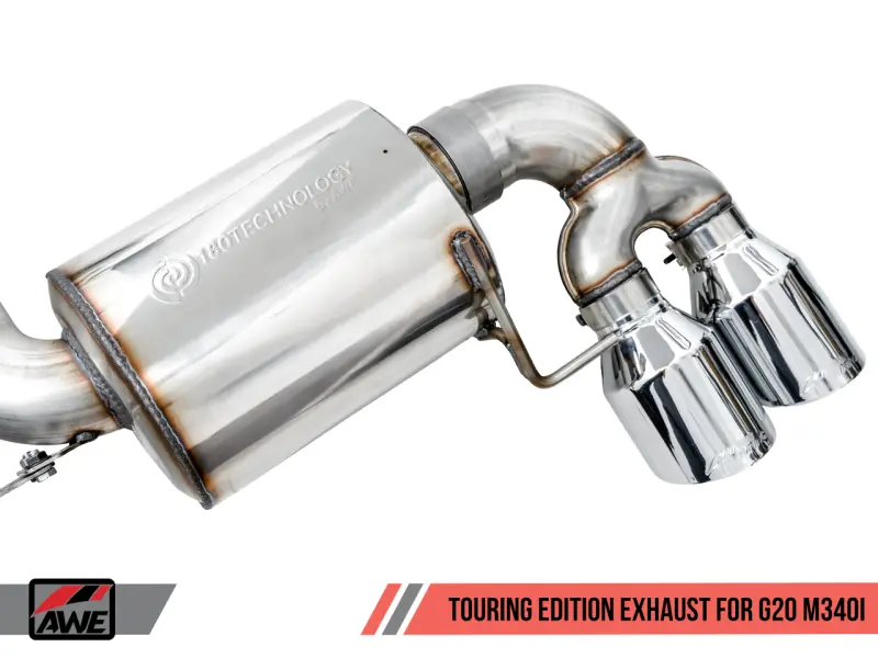 Awe Tuning 2019+ Bmw M340i (G20) Non-Resonated Touring Edition Exhaust - Quad Chrome Silver Tips 1