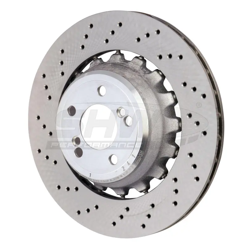 Shw 15-18 Bmw X5 M 4.4L Left Rear Cross-Drilled Lightweight Brake Rotor (34212284903) 1