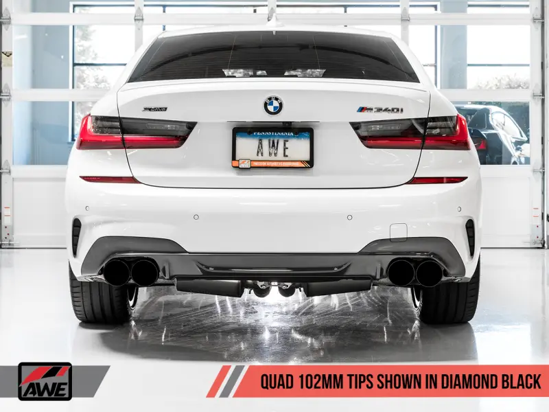 Awe Tuning 2019+ Bmw M340i (G20) Track Edition Exhaust - Quad Diamond Black Tips 1