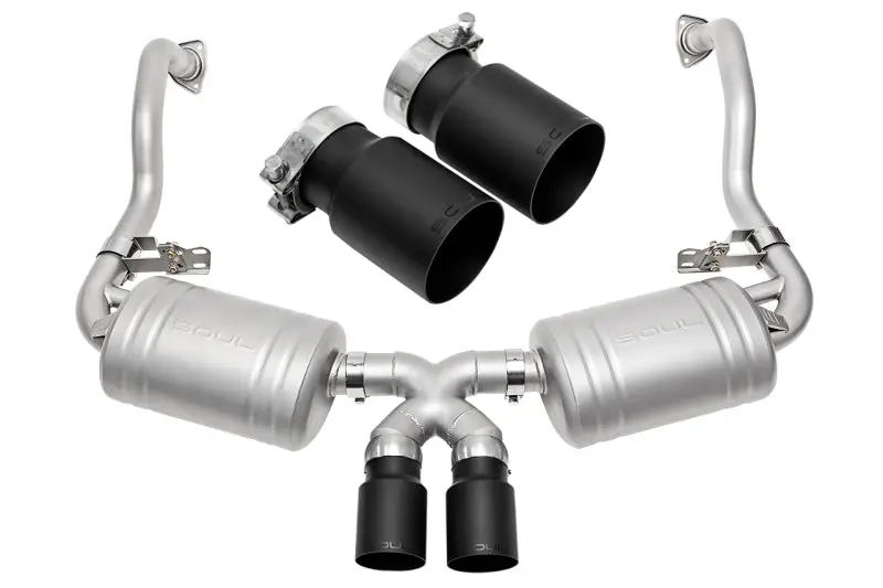 Soul 05-08 Porsche 987.1 Cayman / Boxster Performance Exhaust - Straight Cut Satin Black Tips 1