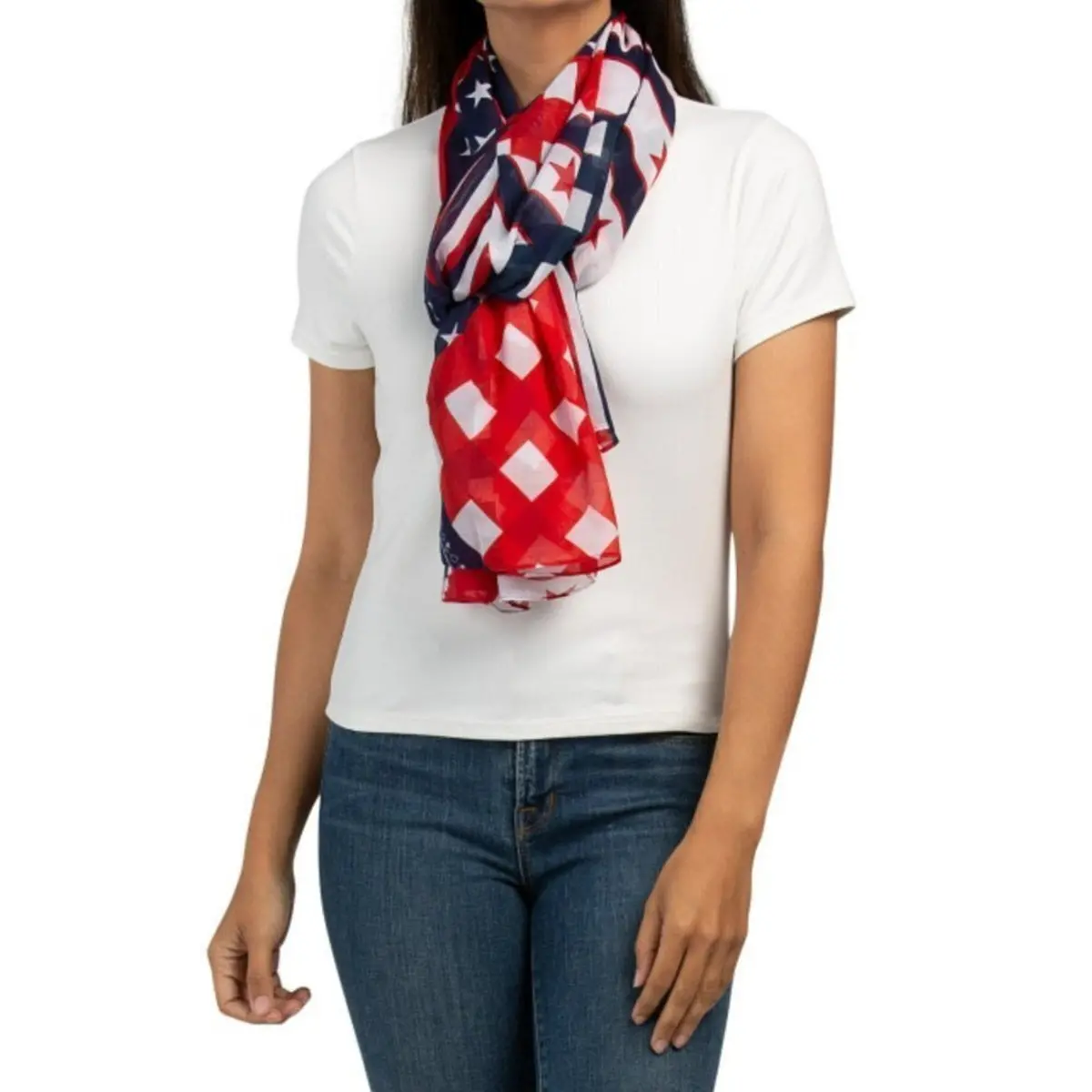 Cejon Women's Oversize Convertible Stars And Stripe Cover-Up Wrap Shawl Scarf 1