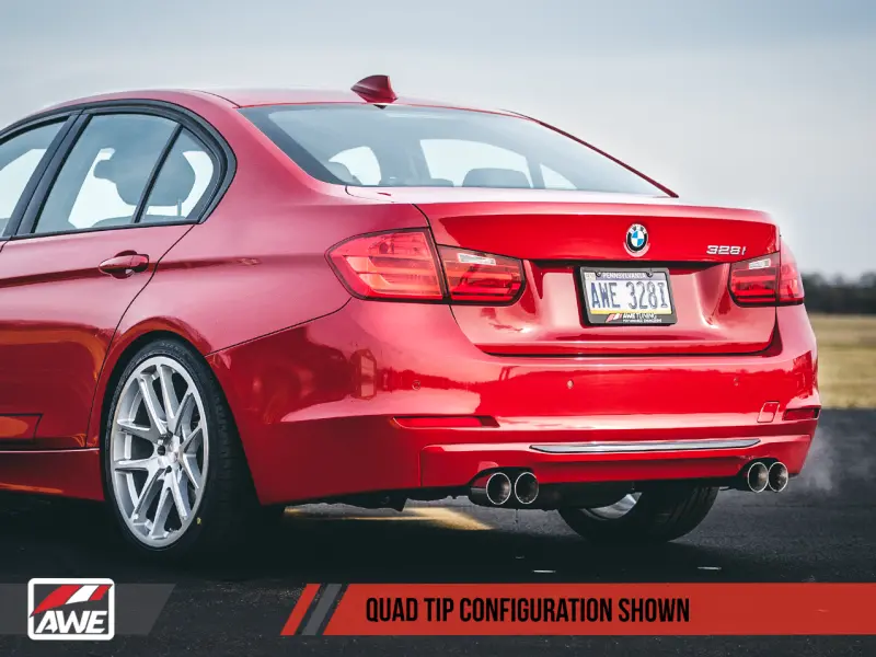 Awe Tuning Bmw F3x N20/N26 328I/428I Touring Edition Exhaust Quad Outlet - 80Mm Chrome Silver Tips 1