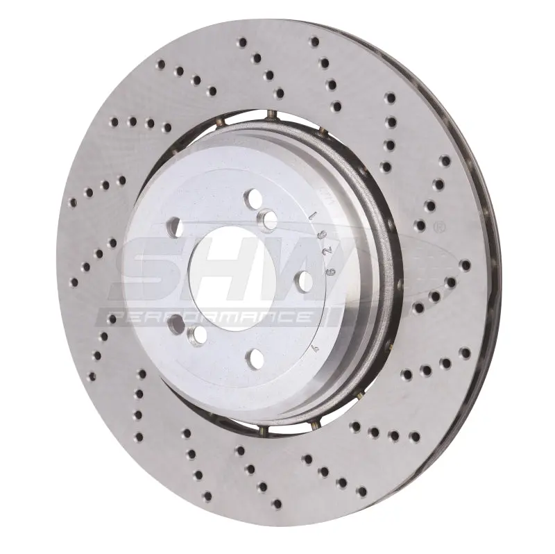 Shw 06-10 Bmw M5 5.0L Right Rear Cross-Drilled Lightweight Brake Rotor (34212282808) 1