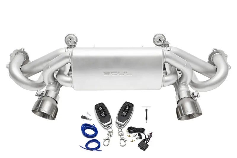 Soul 2020+ Porsche 718 Gt4 / Spyder / Gts 4.0L Valved Exhaust - Brushed Straight Cut Tips - W/ Vc 1
