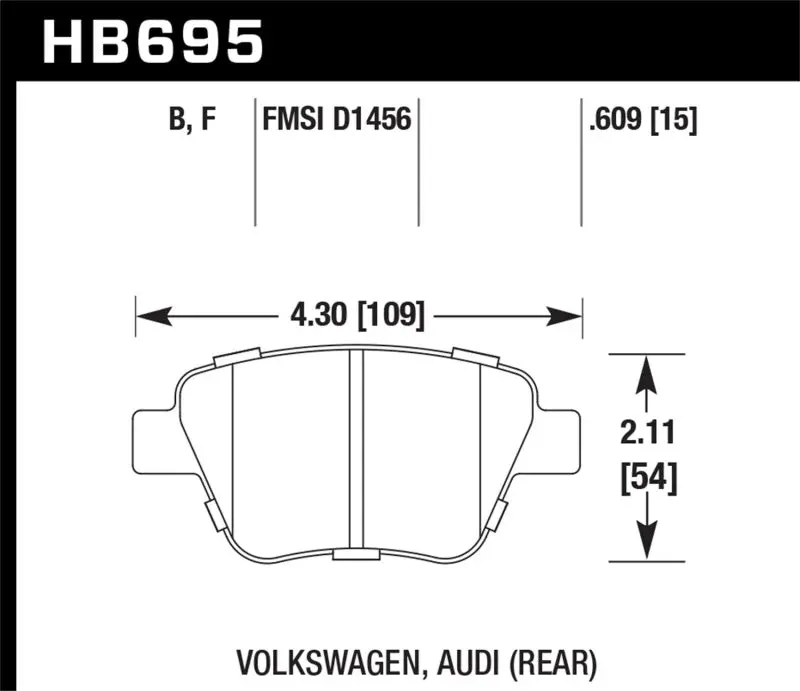 Hawk 12 Audi A3 / 11-12 Vw Golf Gti/Jetta S/Jetta Se/Jetta Sel/Jetta Tdi Hps Street Rear Brake Pads 1