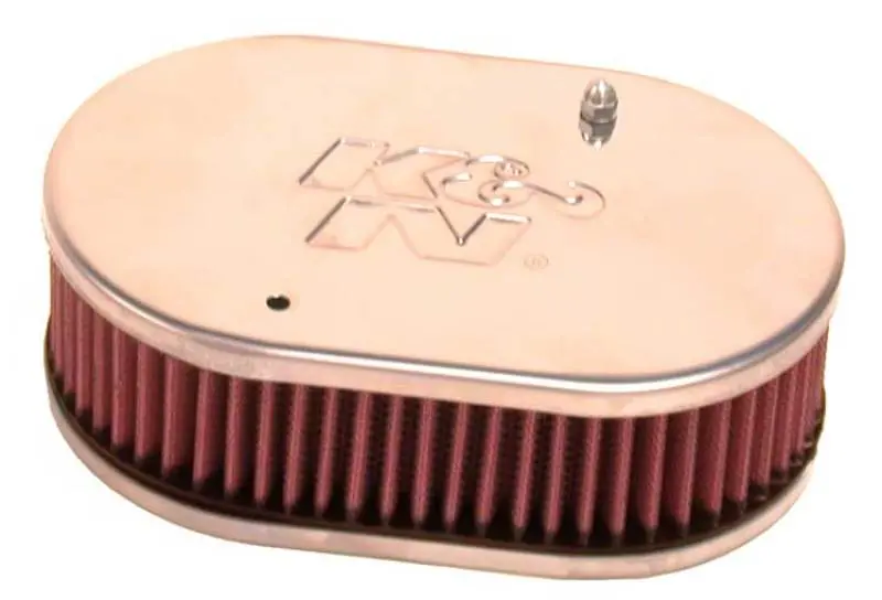 K&N Universal Custom Air Filter - Oval - Red - 51Mm Neck Flange 1