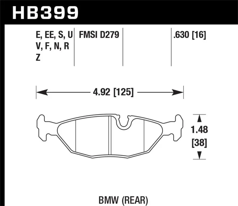 Hawk Bmw Motorsport 16Mm Thick Dtc-60 Rear Race Brake Pads 1