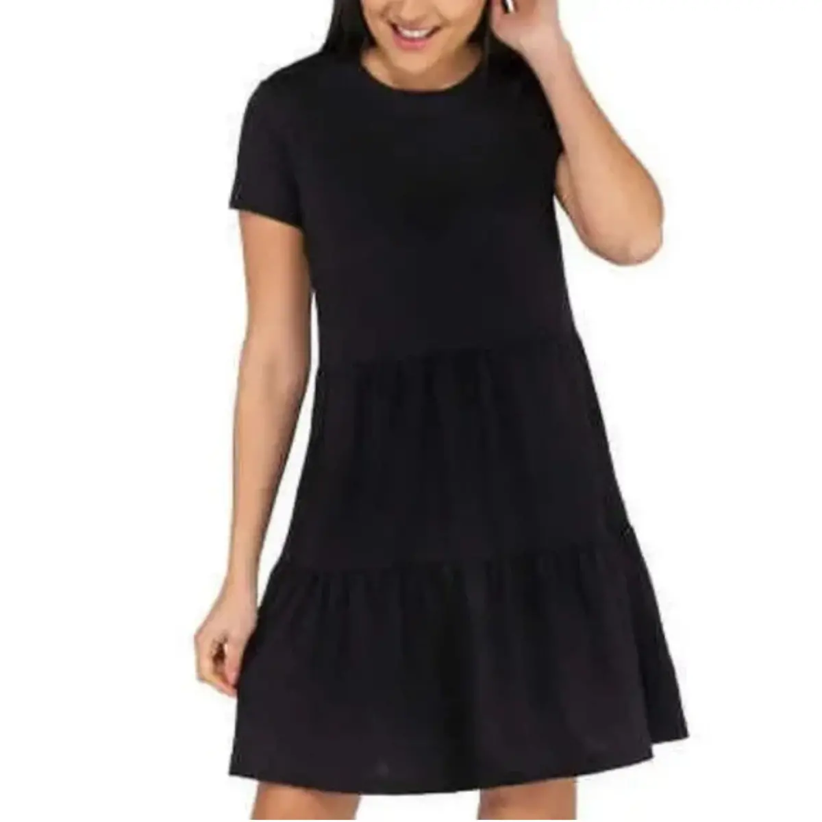 Nicole Miller Lightweight Soft Cotton Bland Tiered Relaxed Fit Mini Dress 1