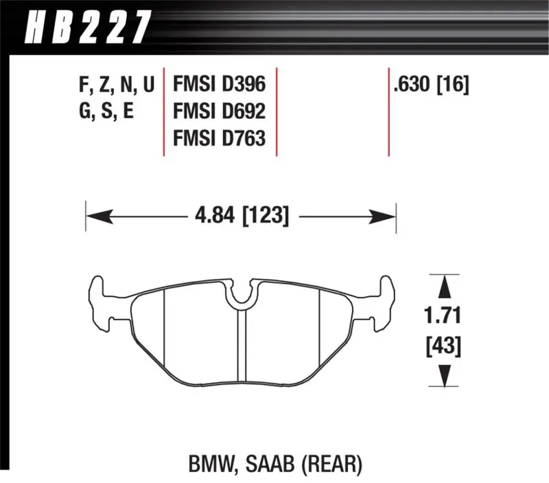 Hawk 92-98 Bmw 318I Dtc-30 Race Rear Brake Pads 1