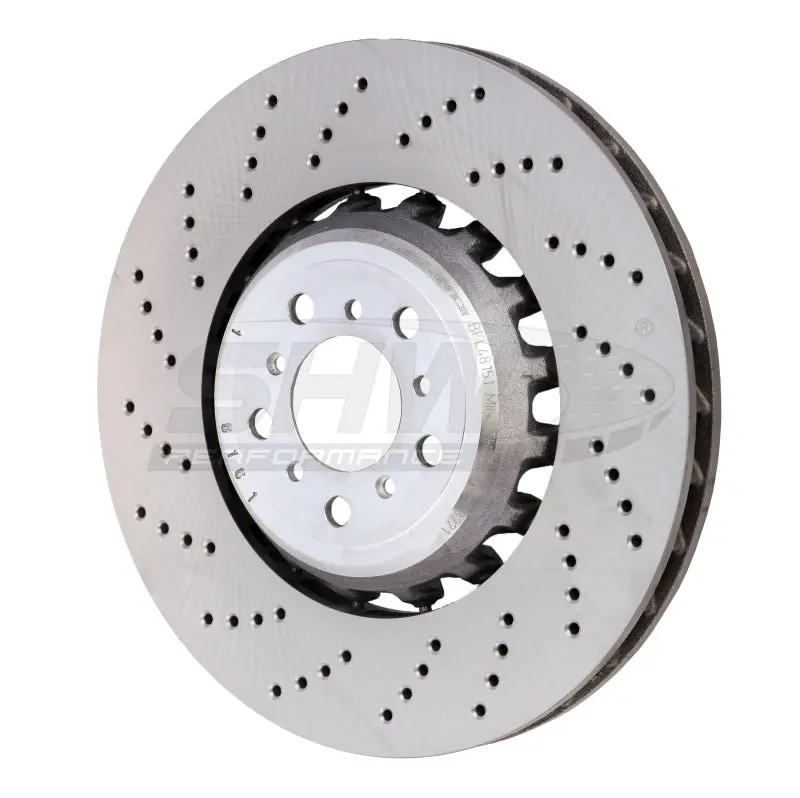 Shw 13-16 Bmw M5 4.4L Left Front Cross-Drilled Lightweight Brake Rotor (34112284101) 1
