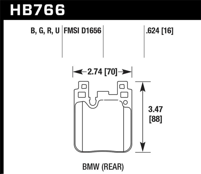 Hawk 2014 Bmw 228I 2.0L Base Blue Painted Caliper Rear Er-1 Brake Pads 1