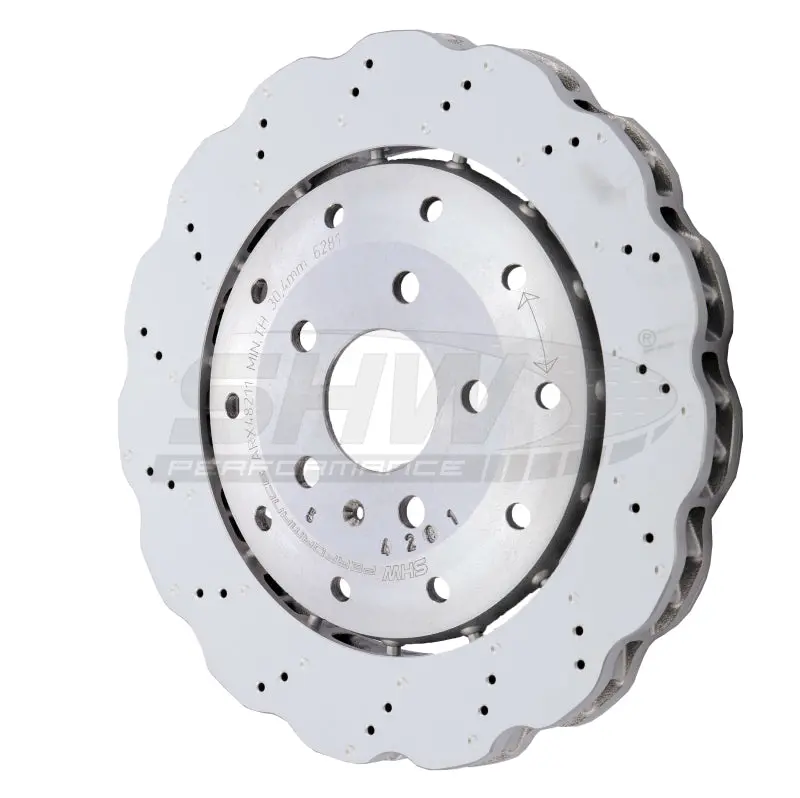 Shw 14-20 Audi R8 5.2L (Excl Ceramic Brake) Rear Drill-Dimp Lightweight Wavy Brake Rotor(4S0615601b) 1