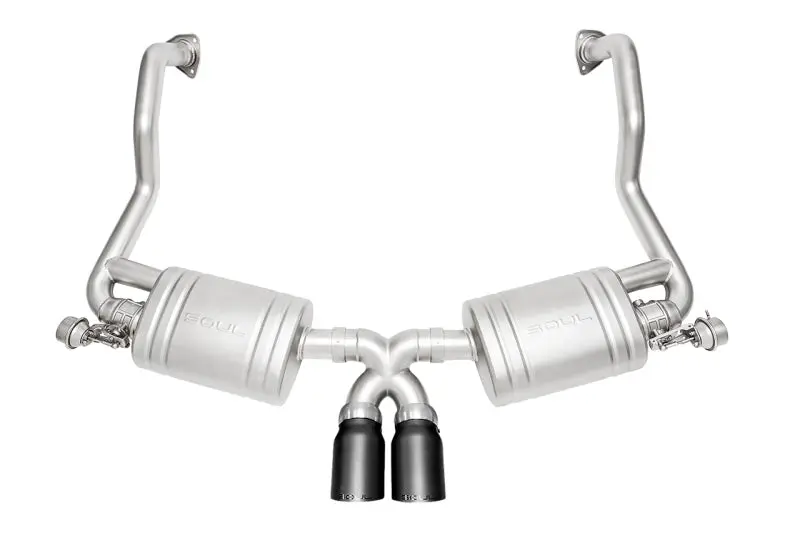 Soul 09-12 Porsche 987.2 Cayman / Boxster Valved Exhaust - Slash Cut Satin Black Tips 1