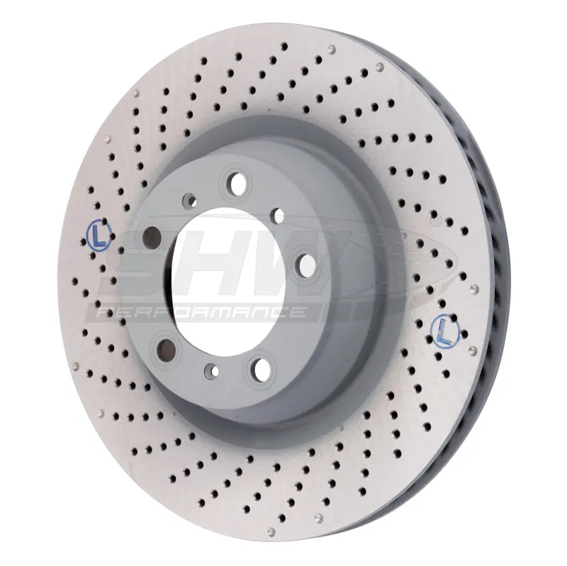 Shw 07-13 Porsche 911 Turbo 3.8L W/O Ceramics Left Rear Drilled-Dimpled Mb Brake Rotor (99735240502) 1