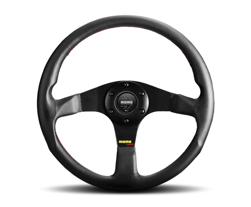 Momo Tuner Steering Wheel 320 Mm - Black Leather/Red Stitch/Black Spokes 1