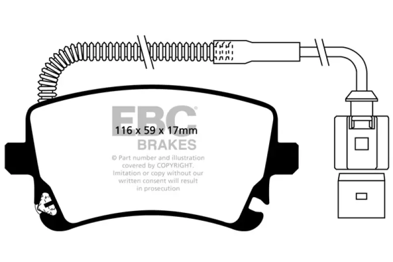 Ebc 09-11 Audi A6 Quattro 3.0 Supercharged Redstuff Rear Brake Pads 2