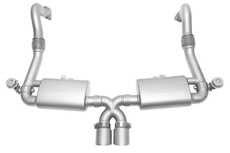 Soul 17+ Porsche 718 Cayman / Boxster Valved Exhaust - Slash Cut Signature Satin Tips 1