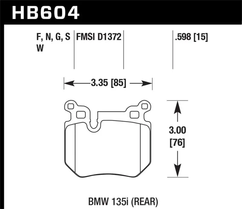 Hawk 08-13 Bmw 135I Hps 5.0 Rear Brake Pads 2