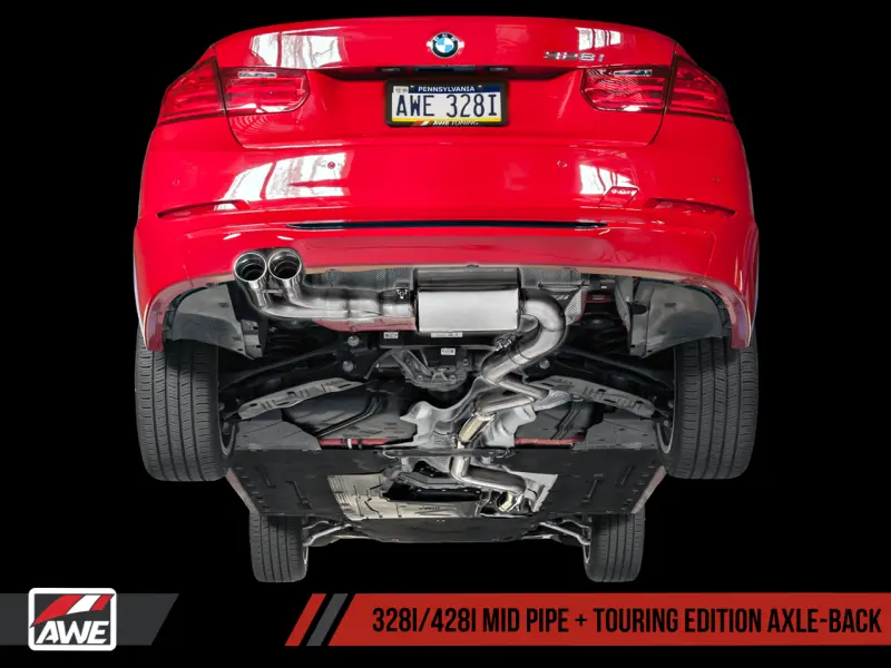Awe Tuning Bmw F3x 28I / 30I Touring Edition Axle-Back Exhaust Single Side - 80Mm Silver Tips 1