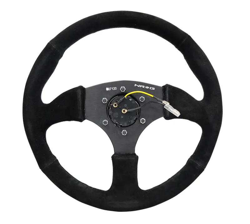 Nrg Reinforced Steering Wheel (350Mm / 2.5In. Deep) Blk Suede Comfort Grip W/5Mm Matte Blk Spokes 1