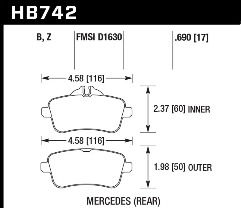 Hawk 12-15 Mercedes-Benz Ml350/550 Hps 5.0 Rear Brake Pads 2