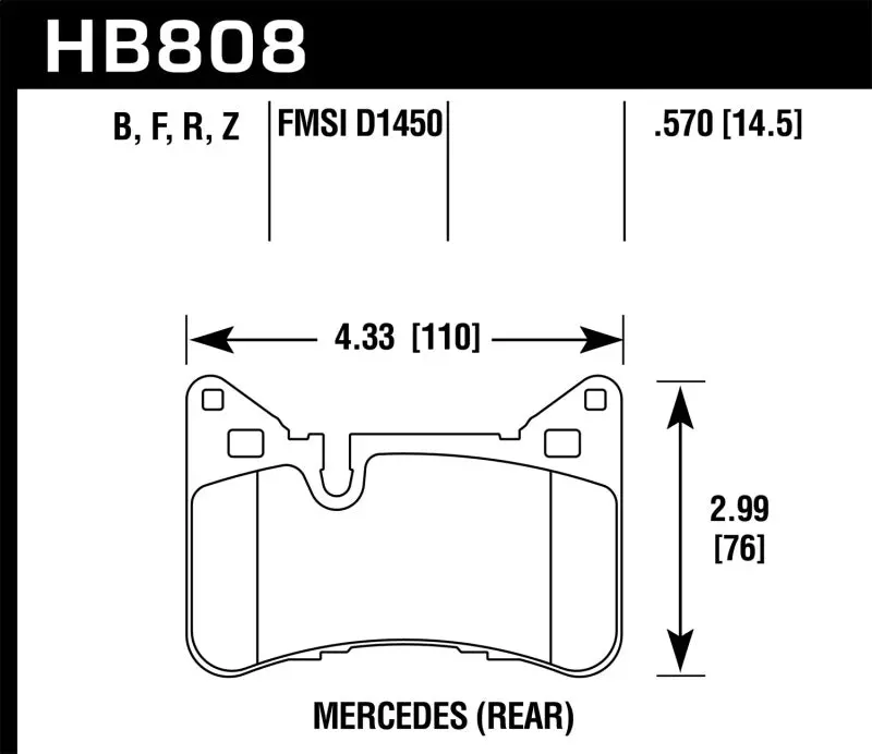 Hawk 2012-2015 Mercedes Benz C63 Amg Rear Hps 5.0 Brake Pads 1
