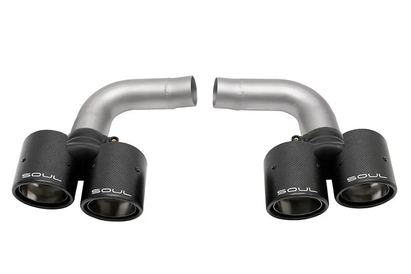 Soul 05-08 Porsche 997.1 Carrera Muffler Bypass Pipes - Carbon Fiber Tips 1