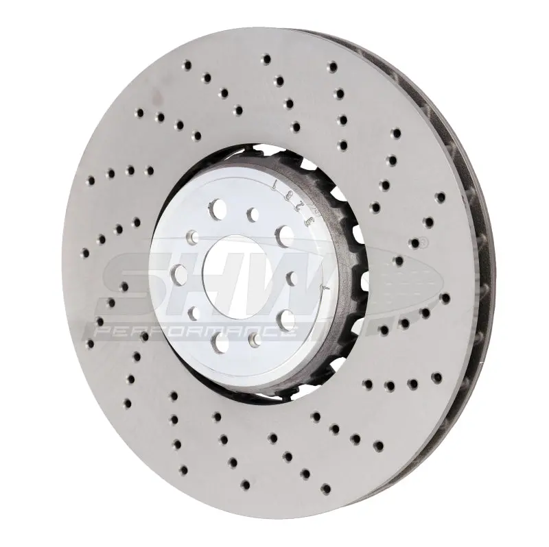 Shw 18-21 Bmw M5 4.4L Right Front Cross-Drilled Lightweight Brake Rotor (34117991102) 1