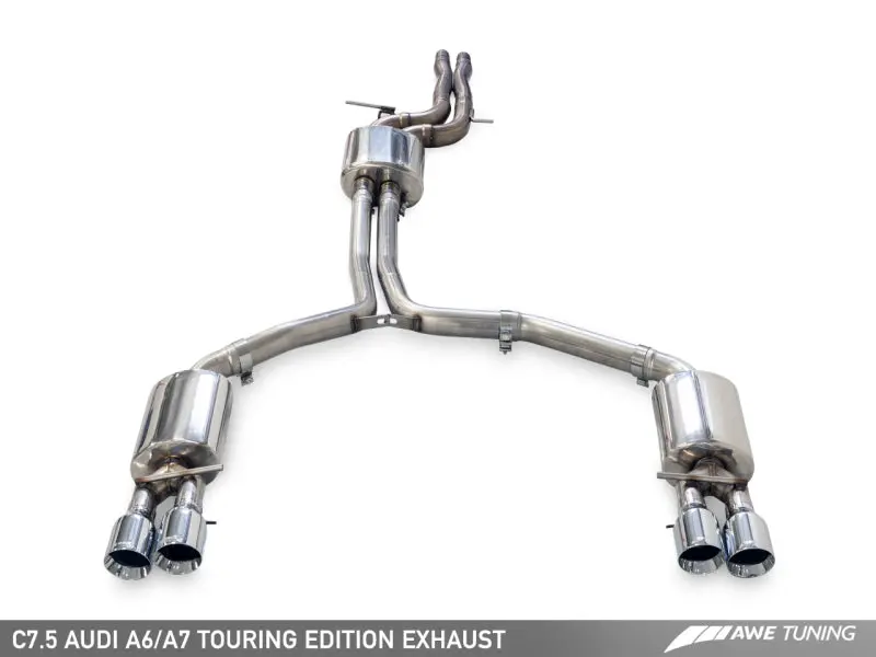 Awe Tuning Audi C7.5 A7 3.0T Touring Edition Exhaust - Quad Outlet Chrome Silver Tips 1
