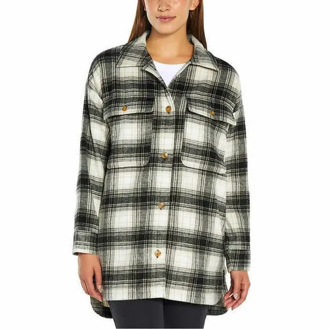 Banana Republic Women's Plaid Midweight Button-Up Shirt Jacket 1