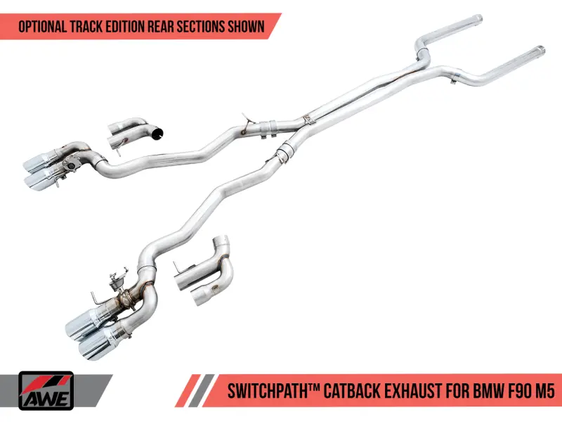 Awe Tuning 18-19 Bmw M5 (F90) 4.4T Awd Switchpath Cat-Back Exhaust - Chrome Silver Tips 1