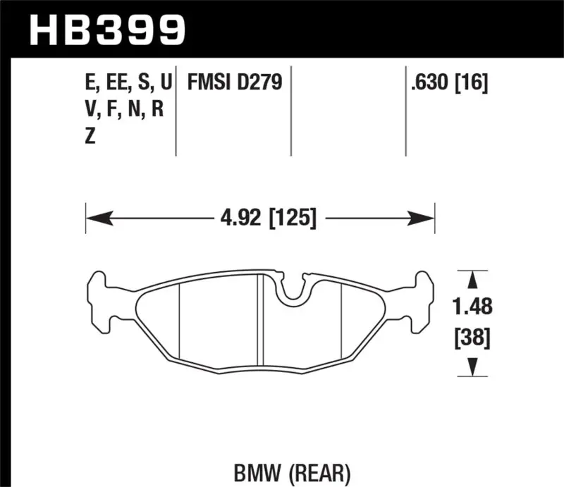 Hawk 84-4/91 Bmw 325 (E30) Dtc-50 Race Rear Brake Pads 2