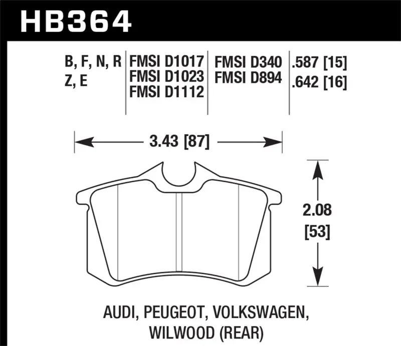 Hawk 2010-2013 Audi A3 Tdi Hps 5.0 Rear Brake Pads 2