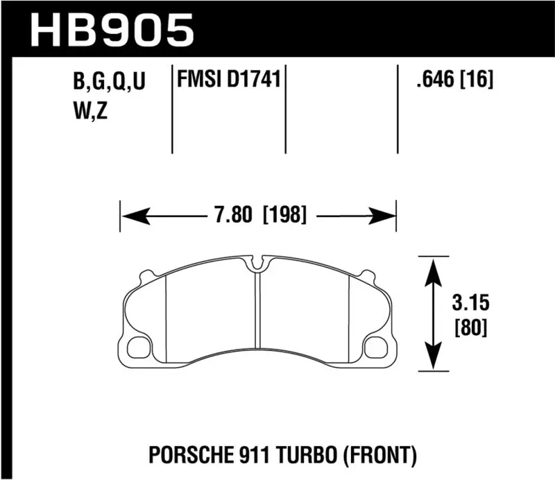 Hawk 14-18 Porsche 911 Dtc-70 Front Race Brake Pads 2