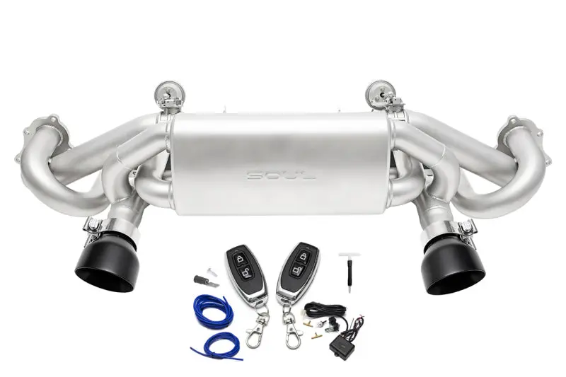 Soul 2020+ Porsche 718 Gt4 / Spyder / Gts 4.0L Valved Exhaust - Ceramic Black Slash Cut Tips - W/ Vc 1