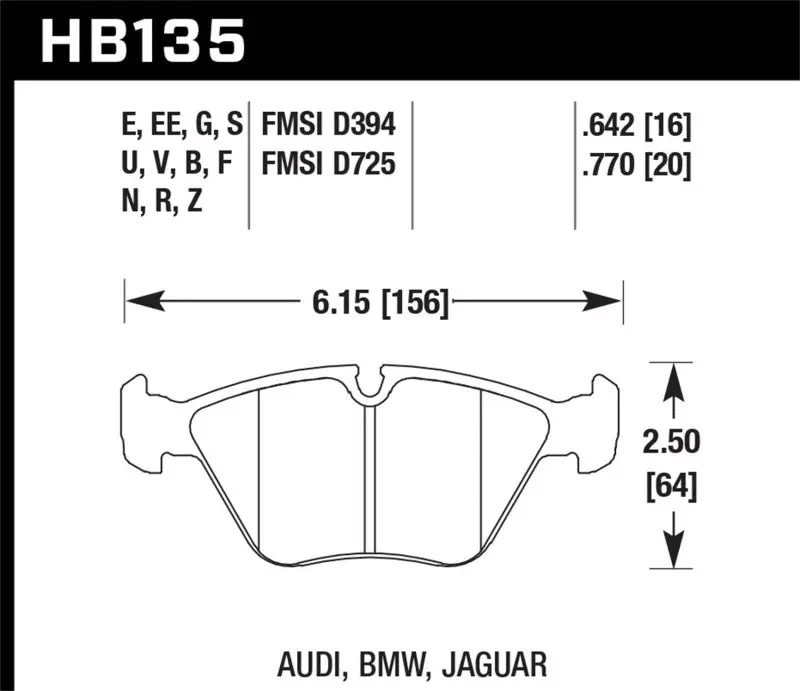 Hawk 95-02 Bmw M3/91-93 M5 Front Hps Brake Pads 2