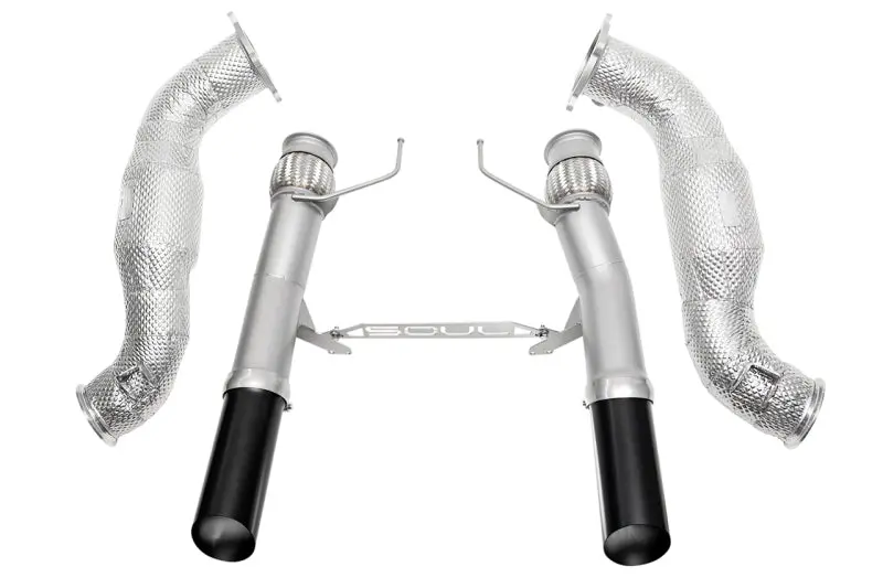 Soul 2017+ Mclaren 720S 3.5In Sport Exhaust Package (200 Cell Cats) - Strght Cut Black Ceramic Tips 1