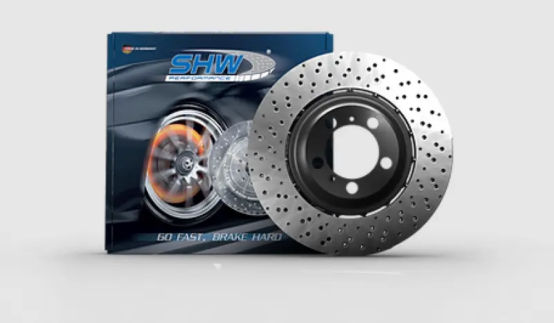 Shw 18-21 Bmw M5 4.4L Left Front Cross-Drilled Lightweight Brake Rotor (34117991101) 1