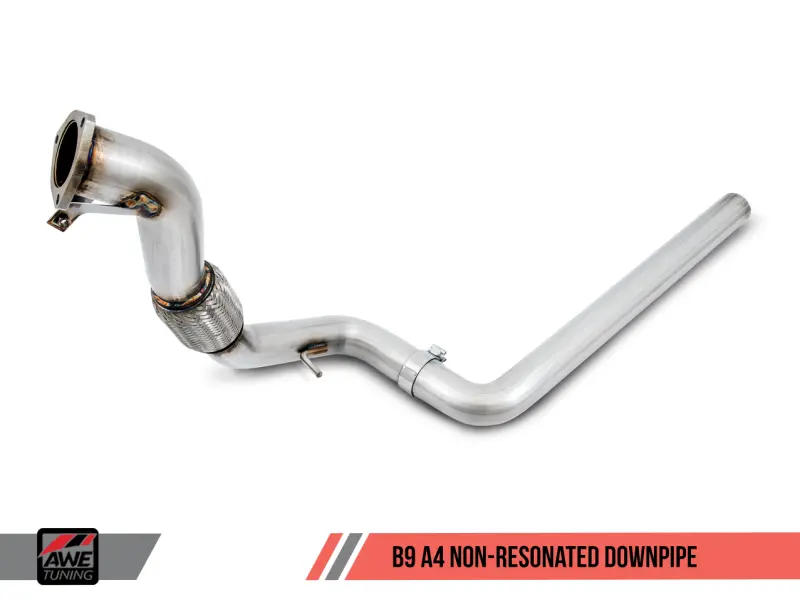 Awe Tuning Audi B9 A4 Track Edition Exhaust Dual Outlet - Diamond Black Tips (Includes Dp) 2
