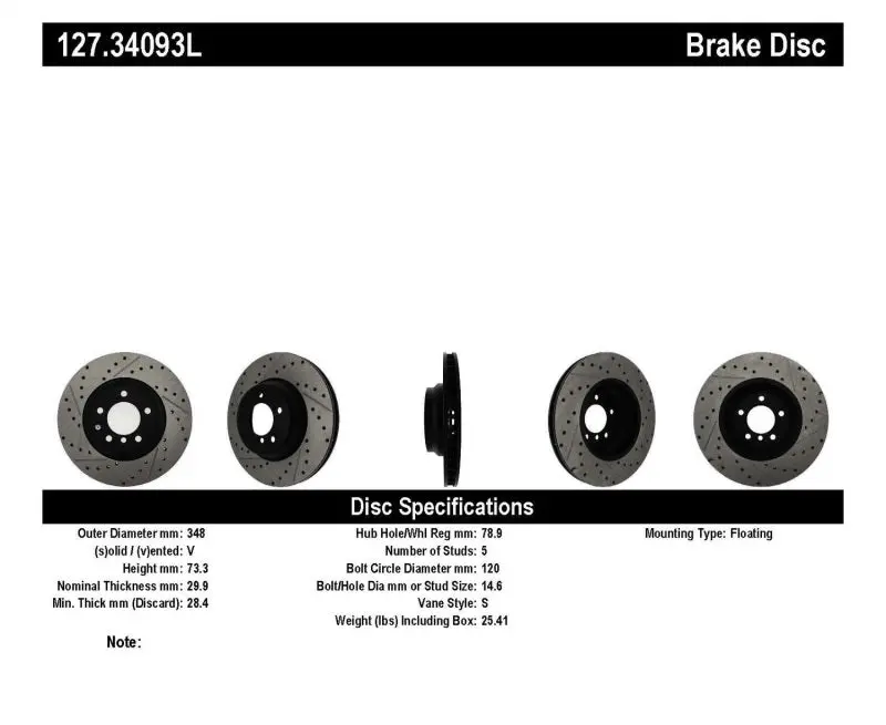 Stoptech 07-09 Bmw 335 (E90/E92/E93) Slotted & Drilled Left Front Rotor 1