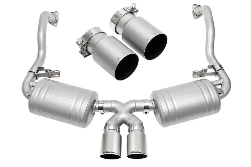 Soul 05-08 Porsche 987.1 Cayman / Boxster Performance Exhaust - Straight Cut Sig Satin Tips 1