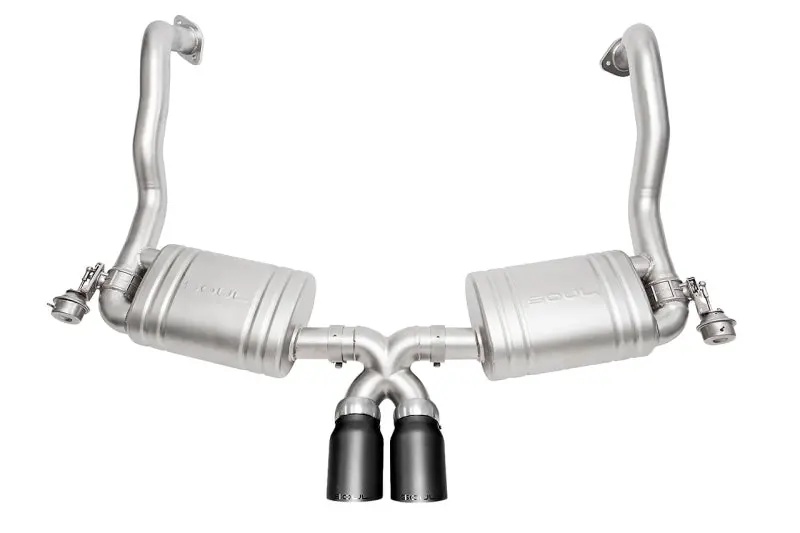 Soul 13-16 Porsche 981 Cayman / Boxster Valved Exhaust - Slash Cut Satin Black Tips 1