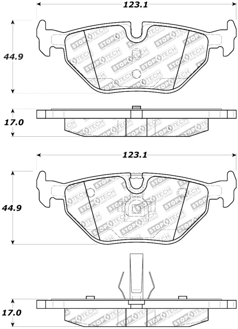 Stoptech Street Touring 01-02 Bmw Z3 / 03-09 Z4 / 10/90-07 3 Series Rear Brake Pads 1