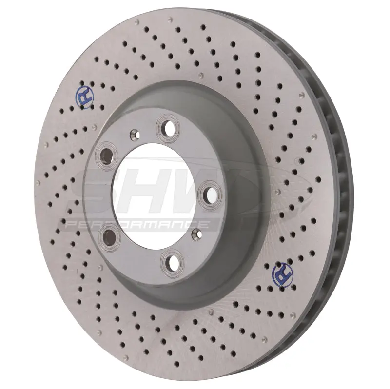 Shw 09-13 Porsche 911 Turbo W/Center Lock W/O Ceramic Brake Right Frt Drill-Dimp Rotor (99735140602) 1